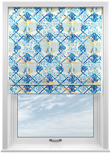 Faded Glamour, China Blue White - Twist&Fit Roman Blind